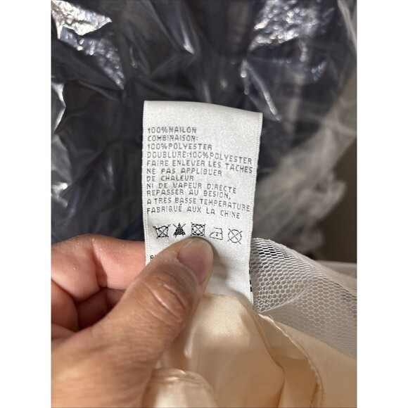 Xscape Navy Blue Lace Beaded tulle overlay Evening Gown Size 8 Formal Prom - Picture 16 of 17